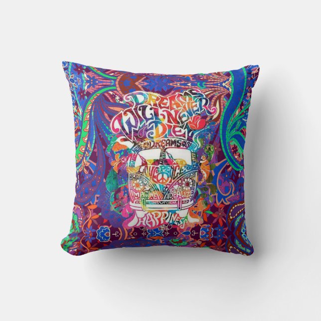 Coussin Hippie Van Dreams espère la paix et la paix (Recto)