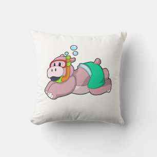 Coussin Hippo à la plongée avec tuba