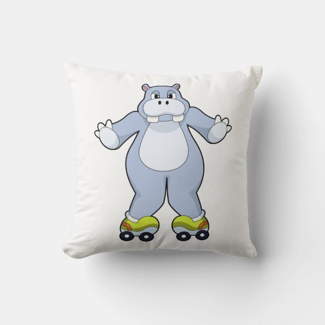 Coussin Hippo avec patins à rouleaux (Recto)