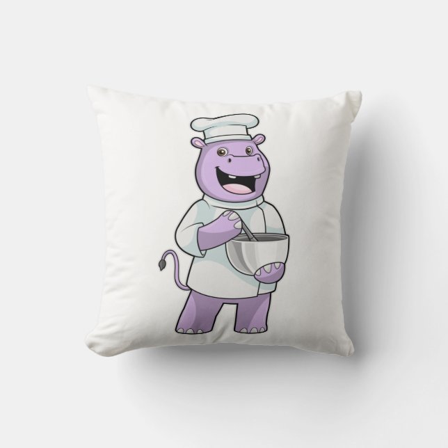 Coussin Hippo comme chef avec bol (Recto)