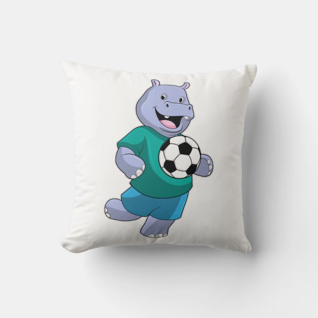 Coussin Hippo comme joueur de football avec Soccer (Recto)