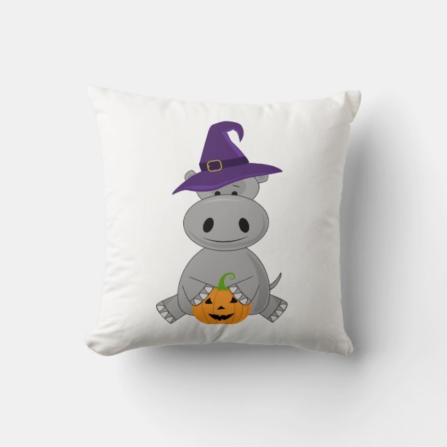 Coussin Hippo de vacances Sorcière d'Halloween Hippo (Recto)