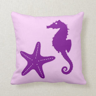 Coussin Hippocampe et étoiles de mer - améthyste et