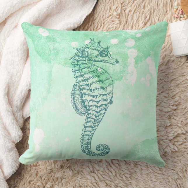 Coussin Hippocampe Océan Bleu Thème de Plage (Couverture)