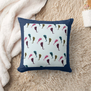 Coussin Hippocampes multicolores faits main dans l'océan b