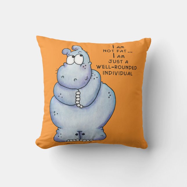 Coussin Hippopotame Hippo-Bleu bien arrondi (Recto)