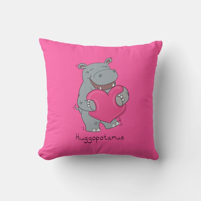 Coussin Hippopotame Hugs Enfants mignons Hippopotame (Recto)