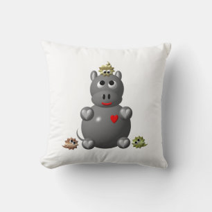Coussin Hippopotame mignon avec des hamsters