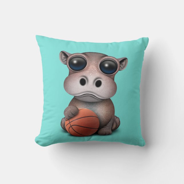 Coussin Hippopotame mignon de bébé jouant avec le (Recto)