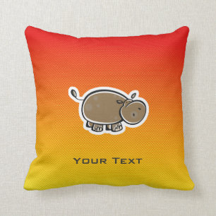 Coussin Hippopotame mignon ; Jaune-orange