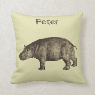 Coussin Hippopotame personnalisé sur la crème