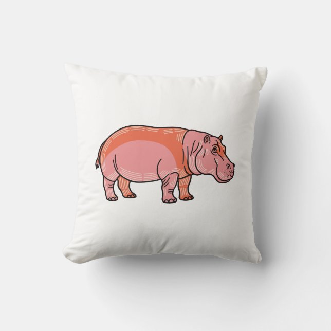 Coussin Hippopotame Rose  (Recto)