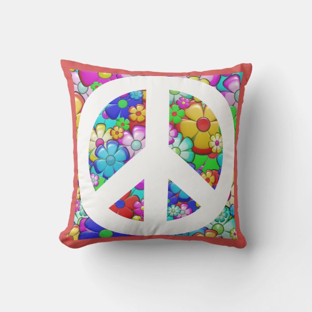 Coussin Hippy peace sign cushion (Recto)