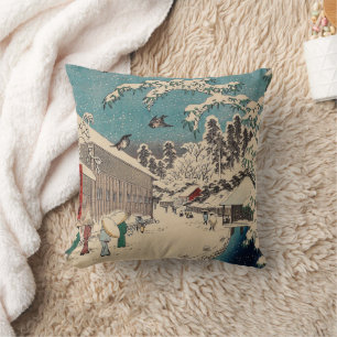 Coussin Hiroshige hiver paysage Japon pays