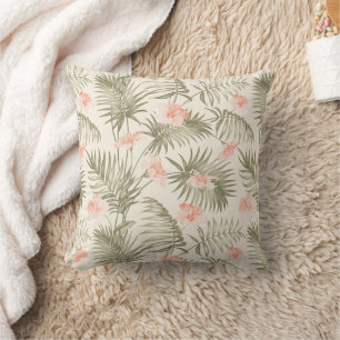Coussin Hisbiscus Tropical Palm Tree Motif