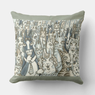 Coussin Hiss N'Fitz CAT PARTY THROW PILLOW Coton