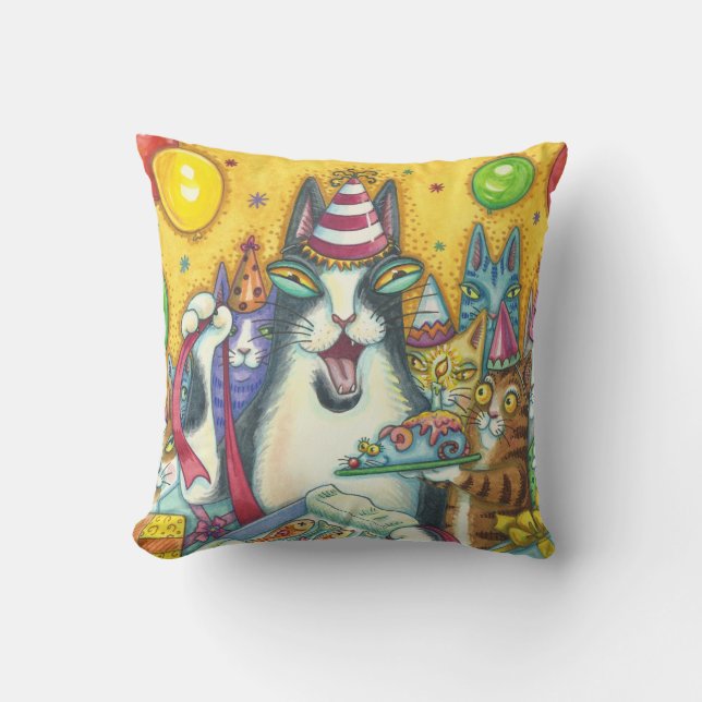 Coussin Hiss N'Fitz Chat HEUREUX ANNIVERSAIRE JETER PILLOW (Recto)