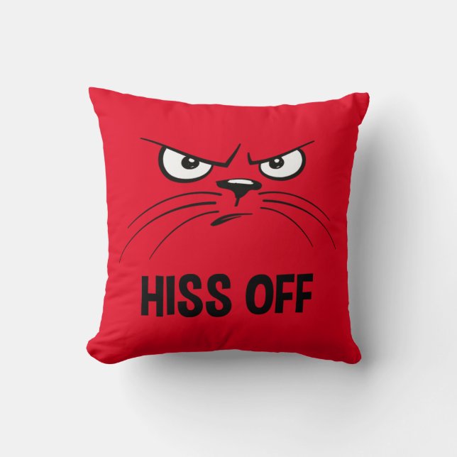 Coussin Hiss Off Drôle de Chat En colère (Recto)