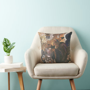 Coussin Histoire de fée vintage, Aladdin et la lampe magiq