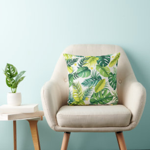 Coussin Histoire de la feuille tropicale - Monstera & feui
