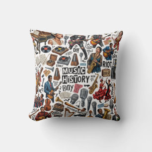 Coussin Histoire de la musique et collage de genres artist