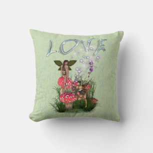 Coussin Histoires de contes de fées de toadstool rouge et