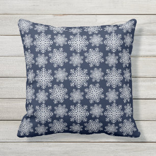 Coussin Hiver Blanc Bleu Snowflakes Wonderland Motif