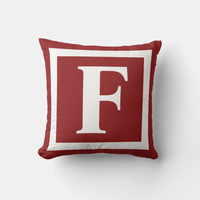 Coussin Hiver Bourgogne Bold Monogramme initial (Recto)