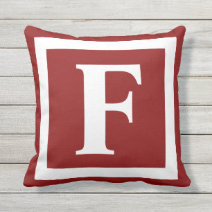 Coussin Hiver Bourgogne Bold Monogramme initial