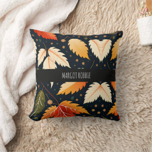 Coussin Hiver chute feuille Orange Retro Motif