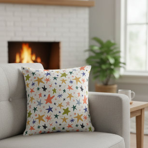 Coussin Hiver Cosy avec Motif Étoilé Coloré et Vibrant