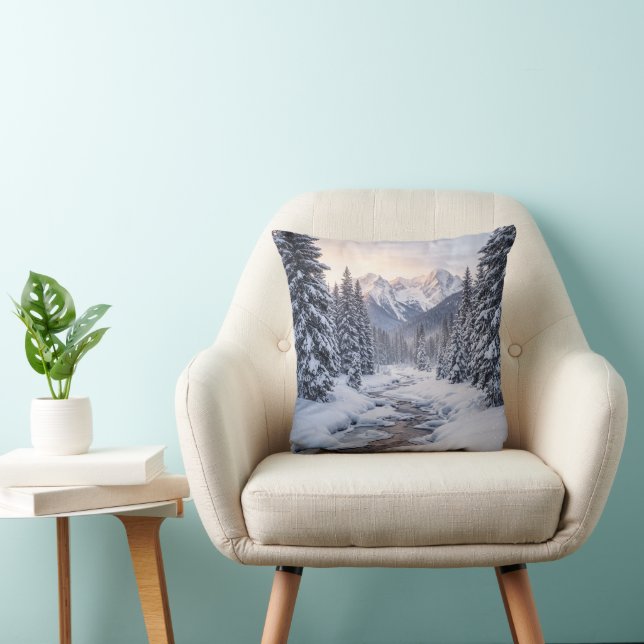 Coussin Hiver de montagne enneigée (Chaise)