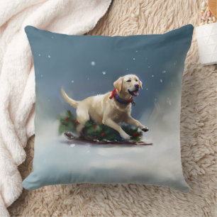 Coussin hiver de Noël du Labrador