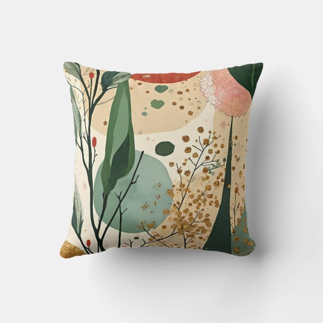 Coussin Hiver / Noël Branches Abstraites Gold Splatter (Verso)