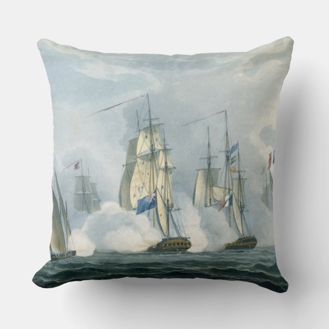 Coussin HMS Sirius, capitaine Rowse engageant un Squadr (Recto)