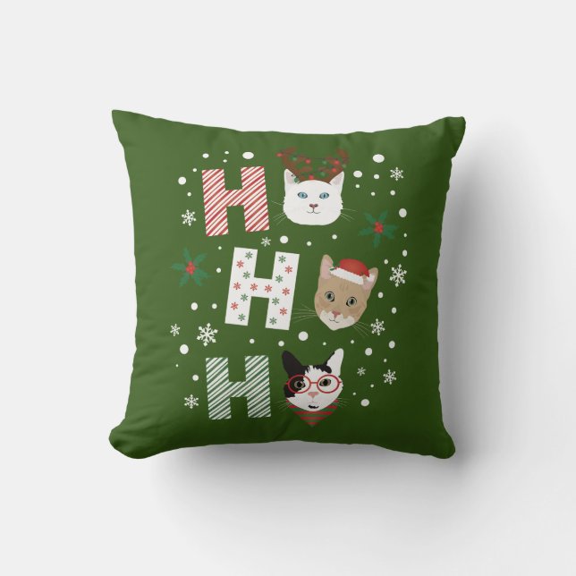 Coussin Ho Ho Ho Chats Joyeux Noël (Recto)