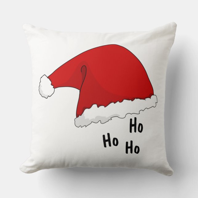 Coussin Ho ho ho Funny Cute santa chapeau rouge et blanc x (Recto)