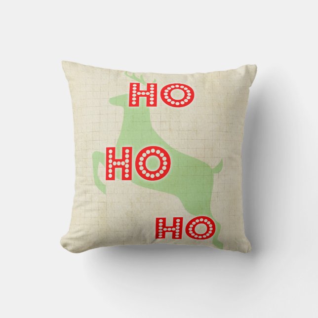 Coussin ho ho ho renne rouge vert noël (Recto)