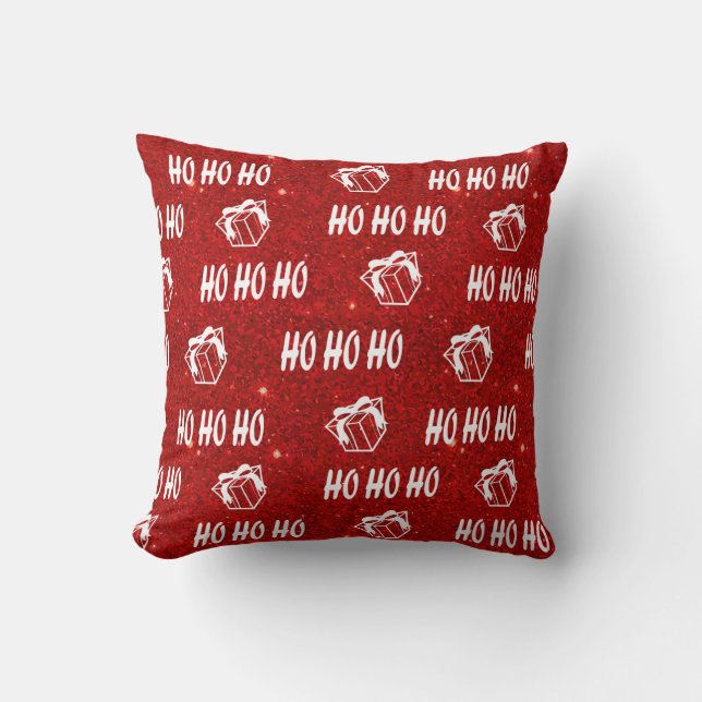 Coussin Ho Ho Ho Rouge Père Noël Joyeux Noël (Recto)