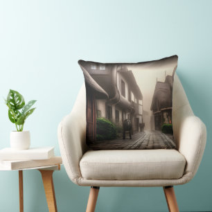Coussin Hobbiton du centre-ville le jour du Foggy