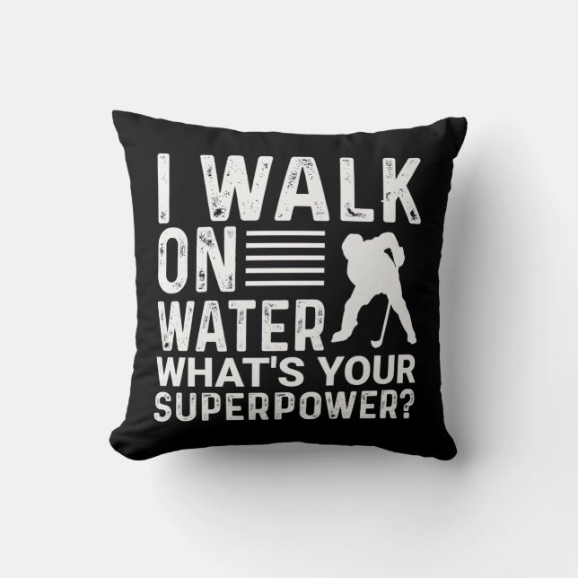 Coussin Hockey Je Marche Sur Eau (Recto)