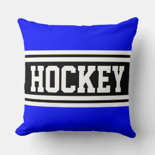 Coussin HOCKEY Sporty Gras Bleu Royal Noir Blanc Rayures