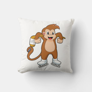 Coussin Hockey sur glace singe bâton de hockey sur glace