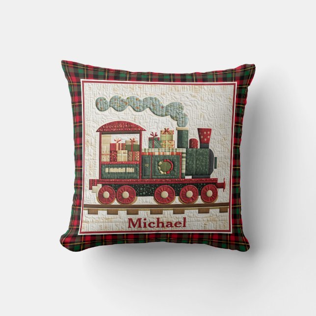 Coussin Holiday Christmas Quilted Train I Kids Gifts (Recto)