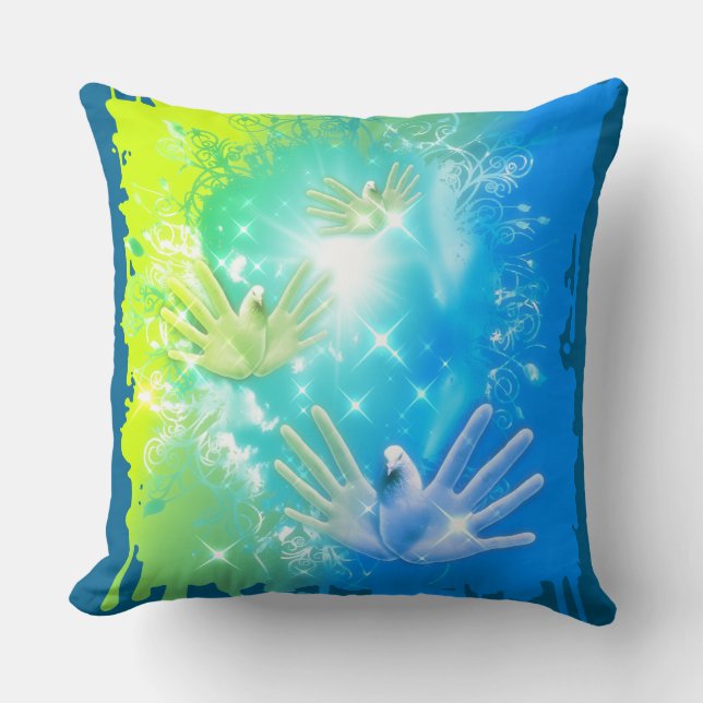 Coussin holiES - Flying Hands Pigeons ART (Recto)