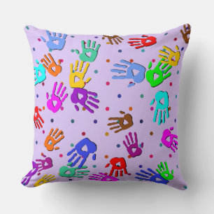 Coussin holiES - points de mains motif 1 coloré