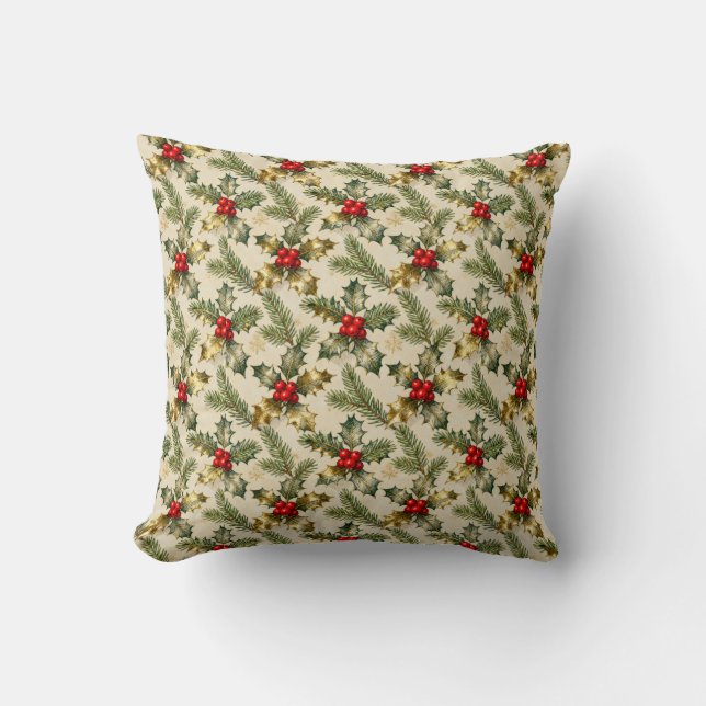 Coussin Holly and Evergreens (Recto)
