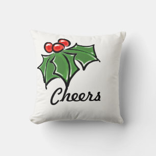 Coussin Holly Feuilles, Holly baies, fun vacances botaniqu