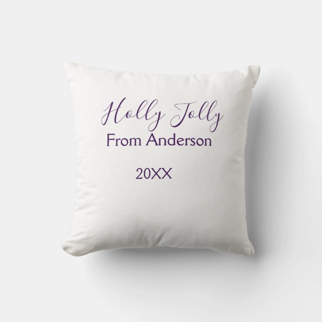 Coussin Holly Jolly holidays add name family year purple s (Recto)