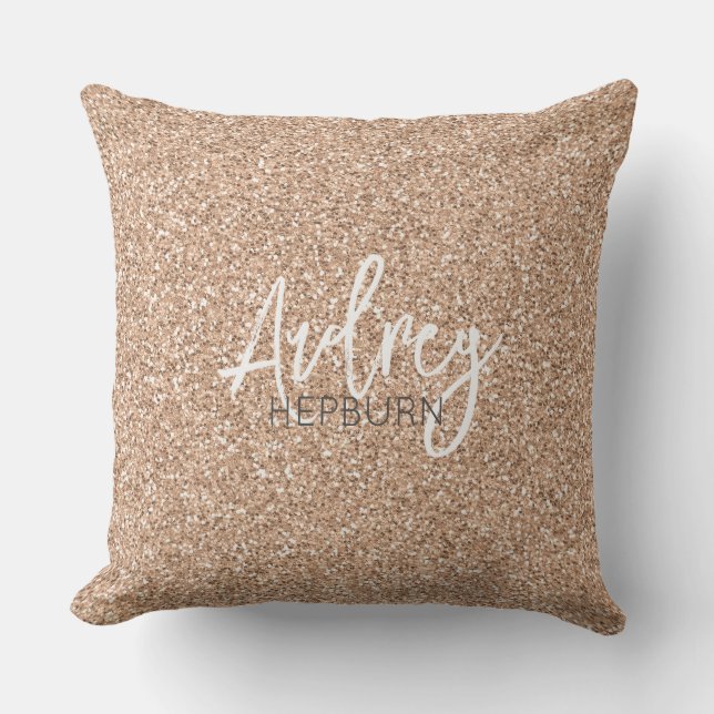 Coussin Hollywood Rose Gold Parties scintillant Star NOM É (Recto)